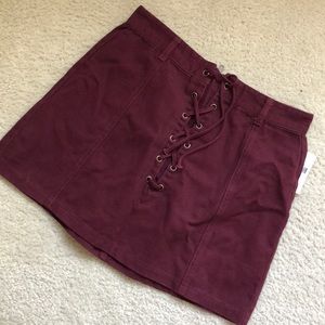 Maroon Lace up Skirt NWT